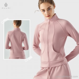Women workout zip coat stand collar slim fit running training yoga jacket Factory Custom OEM
