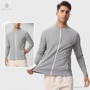 Custom men running zip jacket round neck quick dry fitness breathable workout sweatshirts OEM