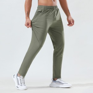 Mens jogger pants quick dry loose outdoor running zip pocket straight sweatpants