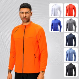 Custom men fitness zip jacket long sleeve breathable high elastic quick dry workout coat OEM