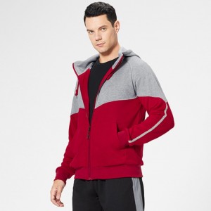 Mens sports hoodies color block stripe full zip sweatshirts hooded jackets
