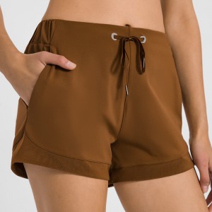 Womens jogger shorts elastic drawstring mesh hem quick dry trackpants with phone pockets