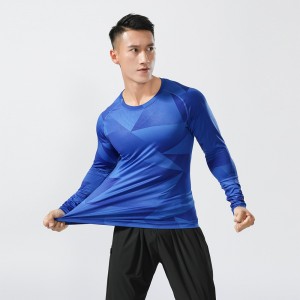 Mens long sleeve sweatshirts quick dry fitness crewneck printed base layers pullover shirts