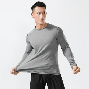 Mens crewneck sweatshirts quick-dry undershirt fitness outdoor long sleeve tshirts