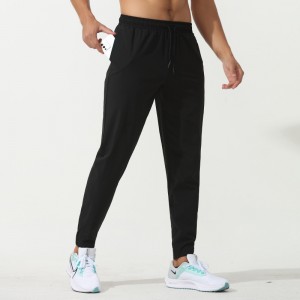 Mens running track pants back zip pockets drawstring elastic loose jogging sweatpants