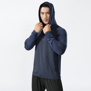 Mens hooded sweatshirts loose fit outdoor quick dry workout fitness long sleeve tshirts