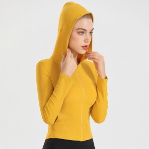 Top Grade China Women Yoga Clothes Long Sleeves Wide Collar Gym Crop Top Sport Hoodies with Zipper