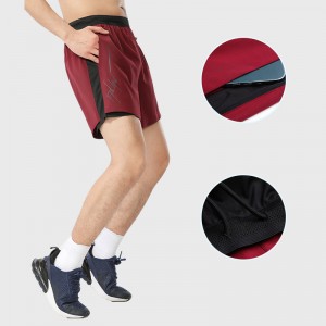 Mens sports shorts quick dry moisture-wicking fitness running drawstring gym pants with liner