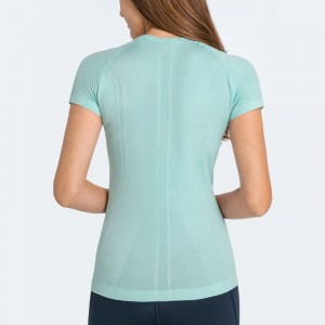 Womens yoga sports t-shirts fashion jacquard slim fit breathable fitness running gym tshirts