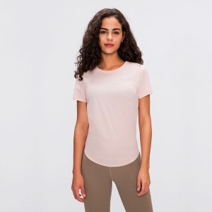 Womens short sleeve t-shirts back split mesh strap quick-dry breathable loose running tshirt