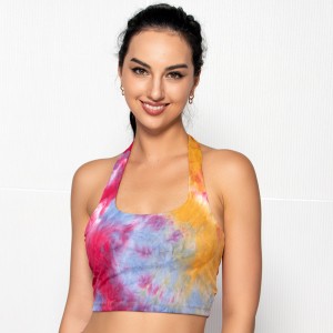 Womens halter sports bras printed sexy backless workout fitness running tops