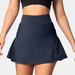Womens running skirt workout shorts wrinkles quick dry skirts with phone pocket