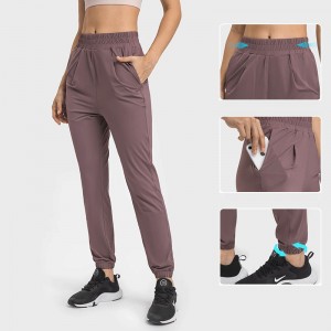 Womens jogger pants elastic waistband outdoor workout running jogging trackpants