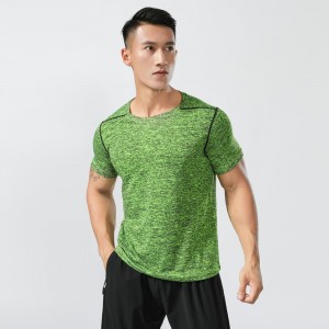 Mens running t-shirts fitness tights elastic sports workout quick-drying short sleeve tshirts