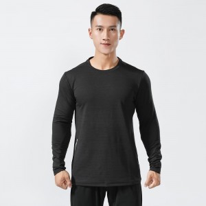 Mens crewneck long sleeve sweatshirts fitness undershirt elastic workout pullover shirts