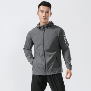 Mens windbreaker hooded coats windproof running outdoor long sleeve sports zip jackets