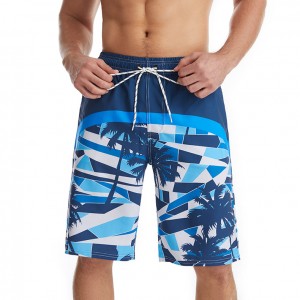 Mens beach shorts printed drawstring loose quick dry beachpants