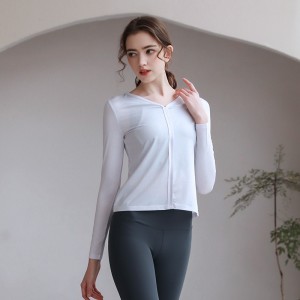 Womens white long sleeve tshirt loose running breathable workout summer fitness sweatshirts