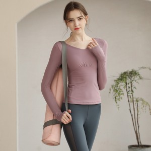 2019 wholesale price China Padded Built in Sports Bra Design Women′s Workout Tops Women S Crop Long Sleeves Yoga Shirts