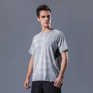 Mens mesh t-shirts color block outdoor running sports tie-dye breathable quick dry tshirt