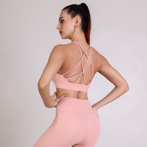 Custom women fitness yoga top cross strap workout gym sports bras