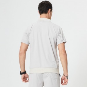 Mens zip short sleeve t-shirts simple loose mesh sports tshirts with pockets