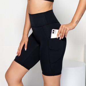 Womens yoga shorts high waisted no T-line workout butt lift shorts with phone pockets