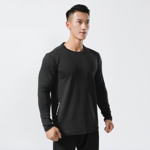 Mens crewneck long sleeve sweatshirts fitness undershirt elastic workout pullover shirts