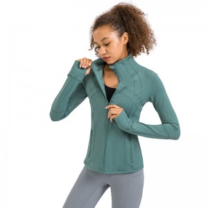 Womens yoga sports coat full zip elastane running long sleeve outdoor jacket