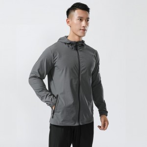 Mens windbreaker hooded coats windproof running outdoor long sleeve sports zip jackets