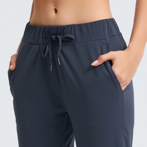 Womens straight jogger pants drawstring sports workout pockets elastane sweatpants