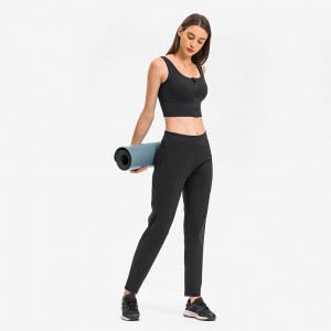 Womens straight jogging pants casual sports workout zip pocket jogger sweatpants