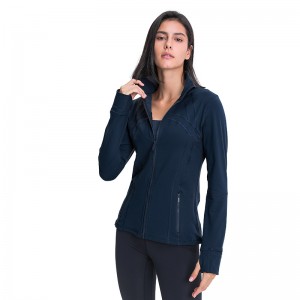Womens full zip jackets mesh patchwork thumb hole yoga coats with zip pockets