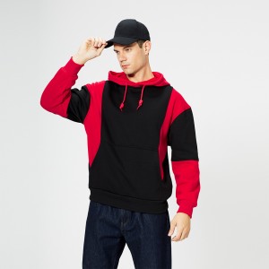 Mens pullover hoodies fashion color block plus size outdoor casual sports fleece sweatshirts