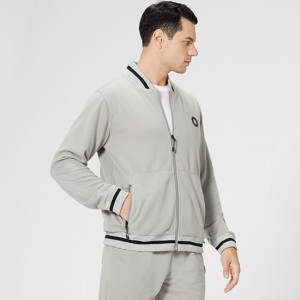 Mens fleece zip jackets solid color running sports sweatshirts with zip pockets