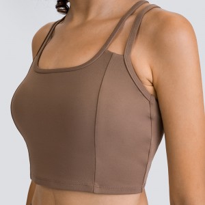 Womens outdoor sportswear double shoulder strap cross back fitness yoga workout sports bra