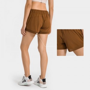 Womens jogger shorts elastic drawstring mesh hem quick dry trackpants with phone pockets