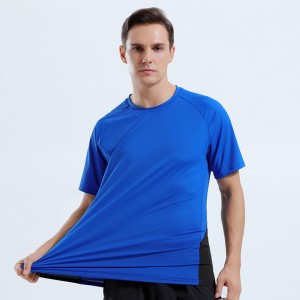 Custom mens crew neck outdoor running color block training running quick dry T-shirts