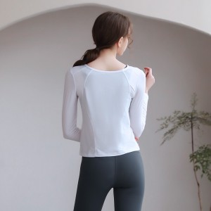 Womens white long sleeve tshirt loose running breathable workout summer fitness sweatshirts