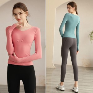 2019 wholesale price China Padded Built in Sports Bra Design Women′s Workout Tops Women S Crop Long Sleeves Yoga Shirts