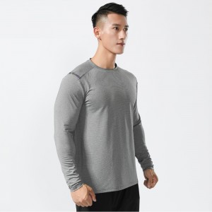 Mens crewneck sweatshirts quick-dry undershirt fitness outdoor long sleeve tshirts