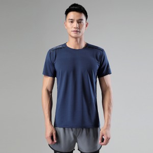 Mens round neck t-shirts workout elastic breathable quick dry stripe short sleeve tshirt