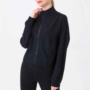 Womens sports zip coat quick dry loose breathable long sleeve sweatshirt outdoor jacket
