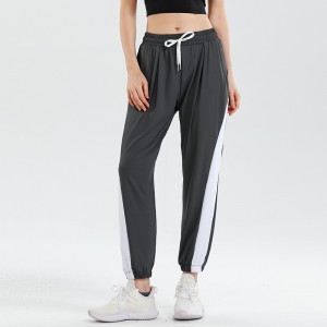 Womens quick dry pants color block breathable loose quick dry workout running trackpants