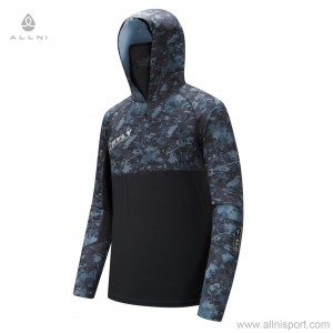 Custom men camouflage colorblock hoodies fishing climbing outdoor sun-proof hooded jacket