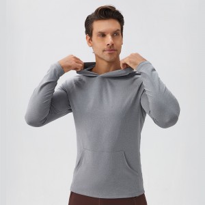 Men autumn pullover hoodies quick dry fitness top slim fit running long sleeve sweatshirts