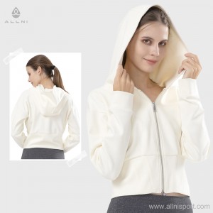 Custom Fast Delivery Women zip hoodie outdoor running outwork top yoga crop hooded jacket
