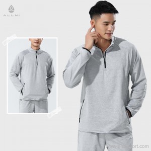 Factory Supply Manufacturer Low MOQ Premium Lightweight Quick Dry Streetwear Clothing Half Zip Casual Long Sleeve T Shirt Men