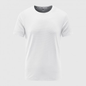 Custom mens round neck jacquard tshirts outdoor training breathable sports running t-shirt