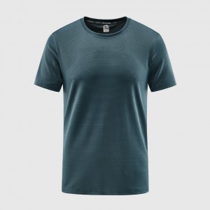 Custom mens round neck jacquard tshirts outdoor training breathable sports running t-shirt